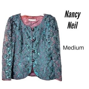 Nancy Neil Teal Sequin Jacket – Women’s Size Medium